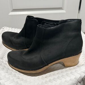 Dansko Black Leather Ankle Booties